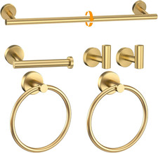 Brushed Gold Bathroom Hardware Set 6-Pieces Towel Bar Set Stainless Steel