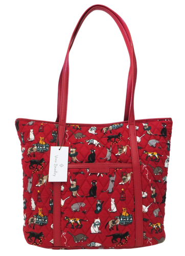 Neu Neu mit Etikett Vera Bradley Urlaub Katzen Kätzchen Weihnachten kleine getrimmte Beuteltasche Handtasche ROT - Bild 1 von 16