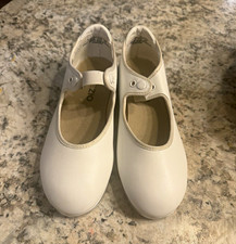 Capezio Mary Jane Tap Dance Shoes Elastic Strap White Girls 1WW