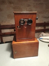 Borne Stéréoscopique Stéréoscope Acajou Époque 1900 Format Vues 107x45mm
