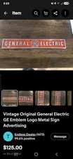 Vintage Original General Electric GE Emblem Logo Metal Sign Advertising