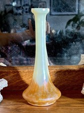 Bohemian Opaque & Gold Oil Spot Uranium Art Glass Vase 9 c. 1900 Rago Auctions