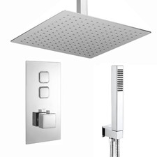 Shower Handset Kit Milan Square Ceiling Thermostatic 400mm Chrome ENKI SH0085