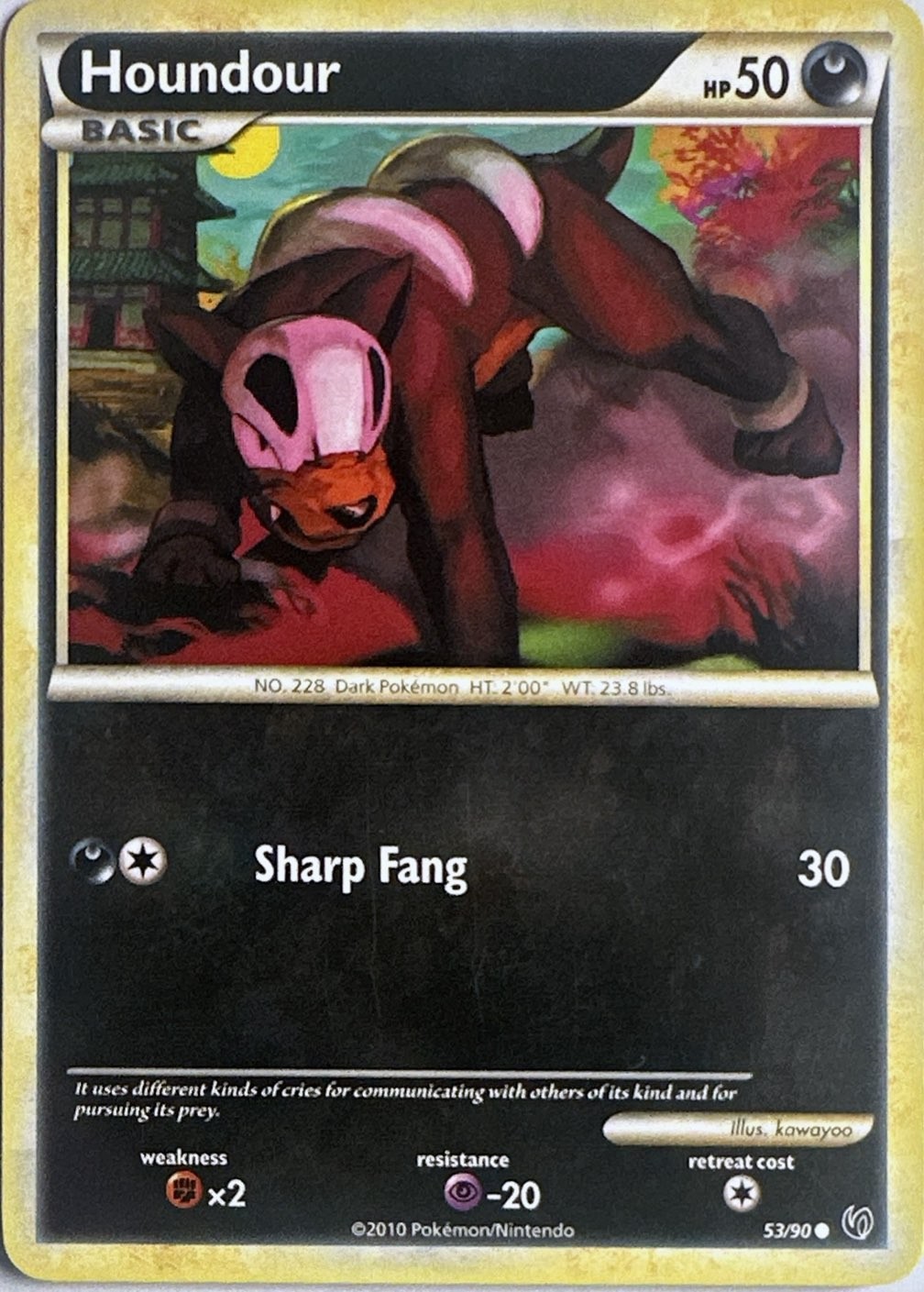 Houndour 53/90 Common HGSS Undaunted Pokemon Lightly Played
