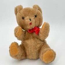 Vintage Eden Toys Teddy Bear Musical Plush Red Bow Zipper Back Corduroy Paws