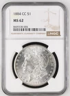 1884-CC $1 NGC MS 62 Morgan Silver Dollar