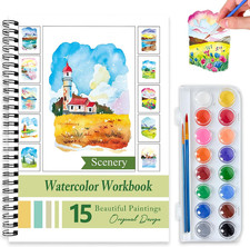 Watercolor Workbooks for Adults Beginners  Teens, 16 Colors 15 Beautiful Painti