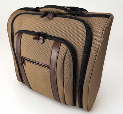 LL Bean Rolling Luggage 15  Leather Tweed Travel Carry On Bag Travel