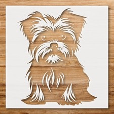 Small Dog Silhouette Fur Design Wall Art Reusable Plastic Stencil - StencilAir