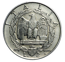 Italia 2 lire 1939 Anno XVIII Anti magnetica Regno Vittorio Emanuele III BB/SPL