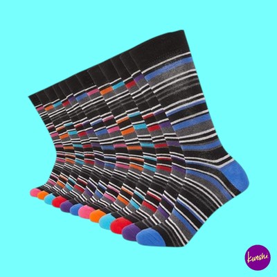FM LONDON Herren Baumwollmischung Socken, Smart Atmungsaktiv 12er-Pack Mehrfarbig UK 6 11