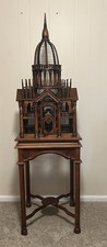 Vintage Taj Mahal Mahogany Architectural Birdcage On Stand Indonesian Hand Carve