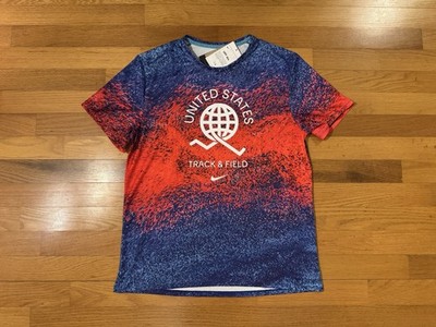 New M Nike Miler Team USA Track & Field Olympics Dri-Fit Shirt FJ3411-635 Men
