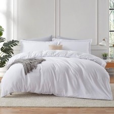White Duvet Cover Queen Size - 3 Piece Queen Duvet Cover Set, Soft Double