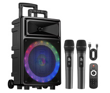 Karaoke Machine with 2 Wireless Microphones, Bluetooth Speaker, and Portable PA