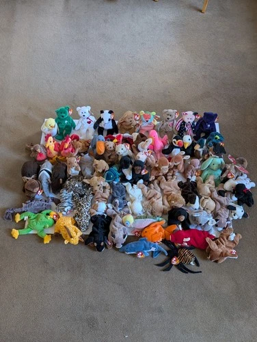 Vintage 1996-2000's Ty Beanie Baby Collection Basic/Rare Lot Of 69 Plush Toys