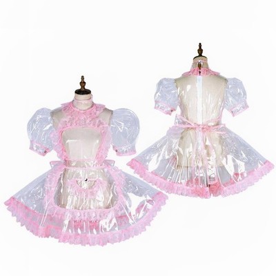 Girl Maid Sissy Lockable White clear PVC sexy Dress cosplay costumes Tailor-made