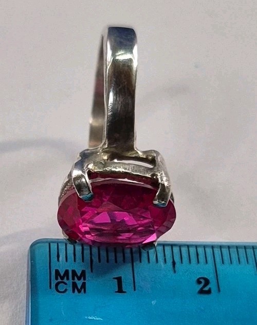 Red Lab Created Ruby Size 8 Ring 925 Sterling Sil… - image 4