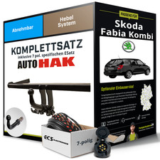 Für SKODA Fabia Kombi II Typ 5J Anhängerkupplung abnehmbar +eSatz 7pol 10-14 Set