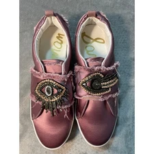 Sam Edelman Levine 2 Dusty Rose Satin Eye Design Platform Sneakers Size 10.5M