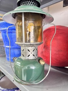 COLEMAN 220 Series LANTERN WITH SUNRISE PYREX GLOBE Mid Century