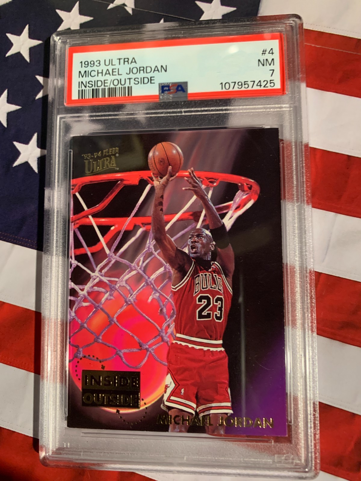 PSA Michael Jordan 1993 Fleer Ultra-INSIDE/OUTSIDE #4 Very Clean/Sharp view 1