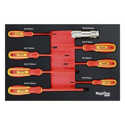 Mephisto ProLine VDE Schraubendreher-Set mit LED Lampe in Carbon Look Soft Inlay