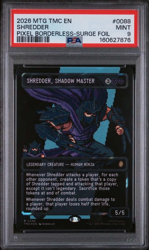 Shredder, Shadow Master, Surge Foil, Borderless Pixel, TMNT PSA 9, MtG