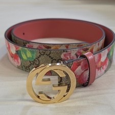 Authentic Gucci Pink Flower Blooms Belt, Women Size 30-32 IT 90CM