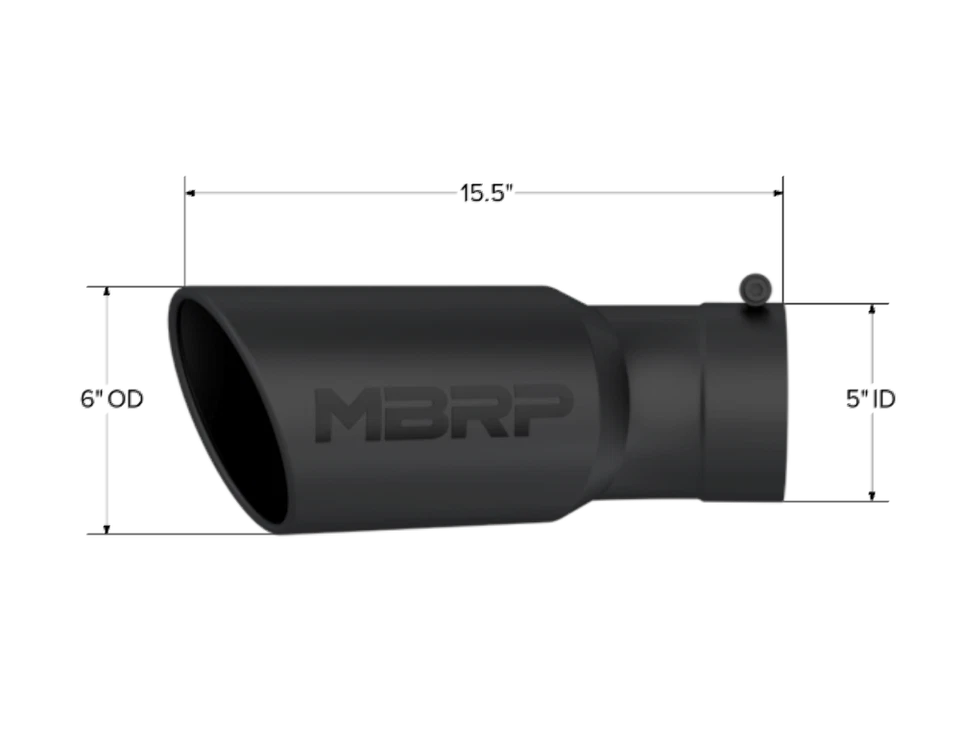 Fits 2015-2024 Silverado 3500 HD 6" OD Angle Rolled w/30? Bend Tip-T5154BLK - Image 2 of 4