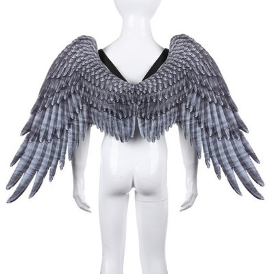 Halloween Kids Angel Wings Costume Accessory Black/White Faux Feathers Cute Gift