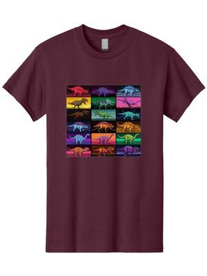 Dinosaur-Collage Mens Graphic Tee, 100% Cotton, Casual Summer Wear