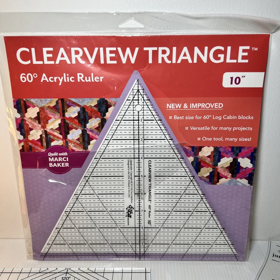 Набор из 3 прозрачных линейок для шитья квадратные J-образные тачки Clearview треугольник J портной модные - Изображение 2 из 4