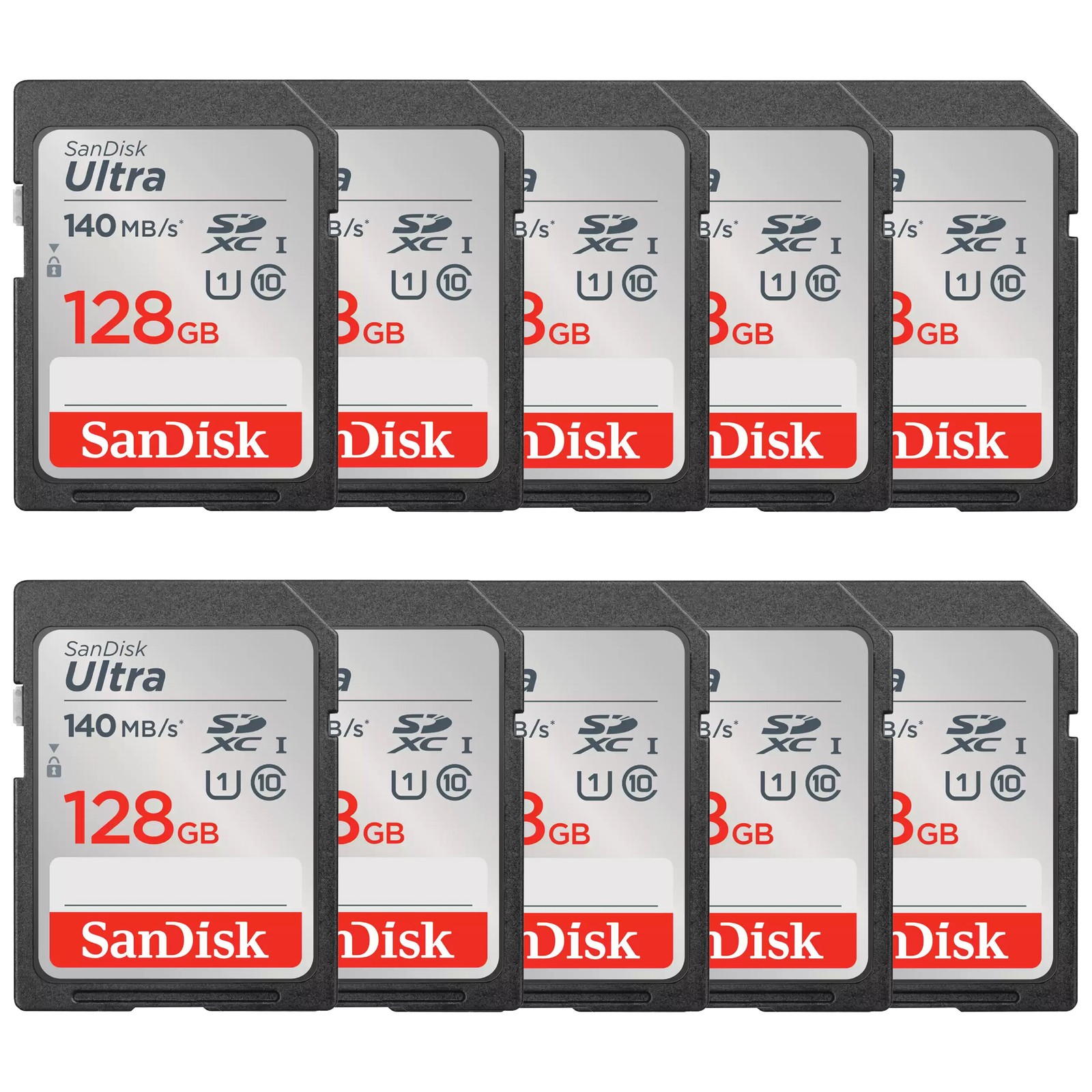 SanDisk 128GB Ultra UHS-I SDXC Memory Card (10 Cards)
