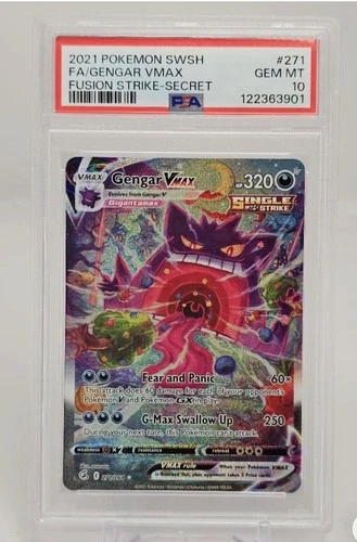 Pokémon TCG Gengar Vmax 2021 Fusion Strike 271/264 PSA 10 Gem Mint Secret rare