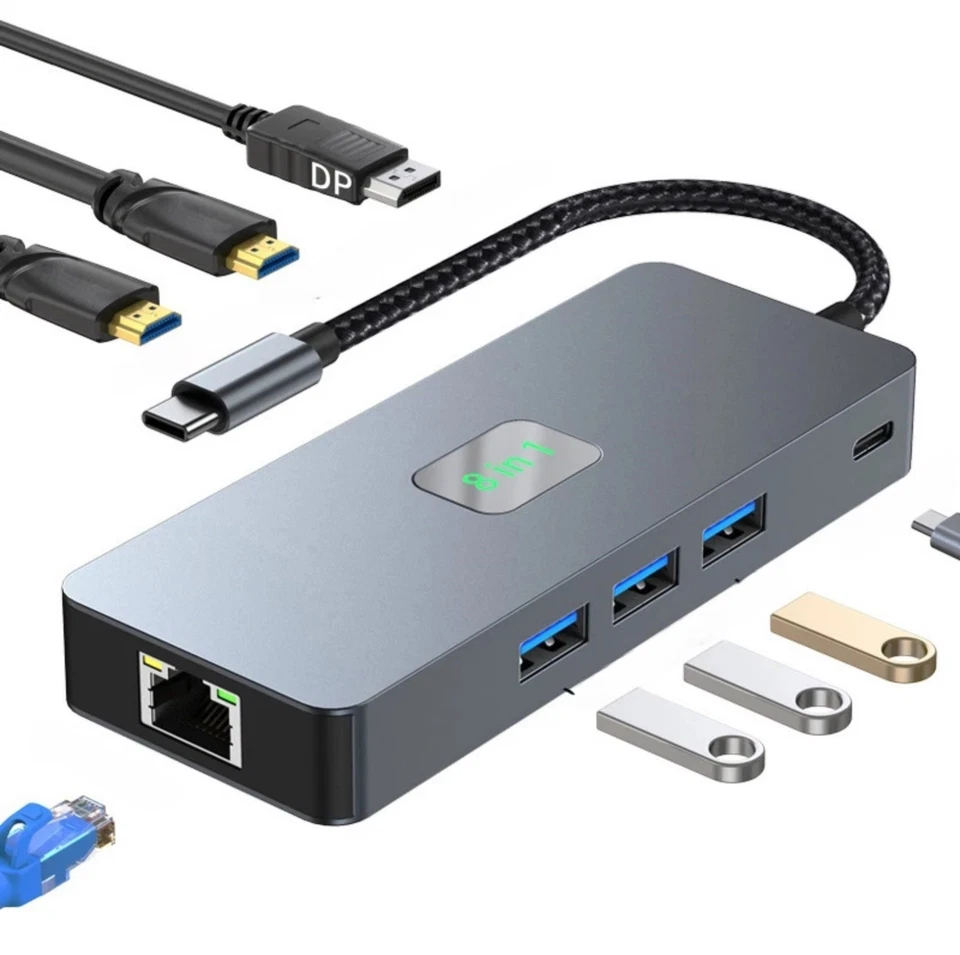 Docking Station for Laptops and Tablets, 8-in-1 USB-C, Triple 4K HDMI - Image 3 of 4