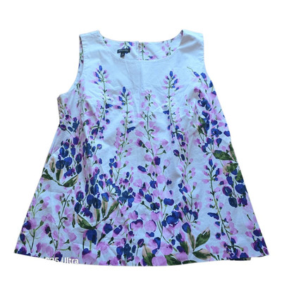 Talbots womens Ss 12 white multicolor floral wisteria shell top
