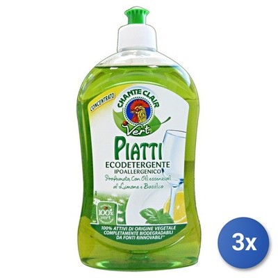 3x Chanteclair Geschirrreiniger 500 Ml Konzentrat Grün Limone/Basilikum