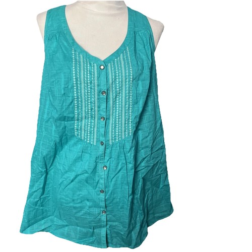 Lane Bryant Women's Turquoise V-Neck Tank Blouse Size 18 - 第 1/8 張圖片