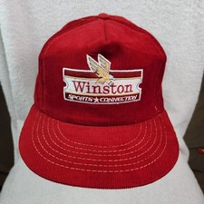 VTG Winston Sports Connection Hat Cap Burgundy Corduroy Snapback Cigarettes 90s