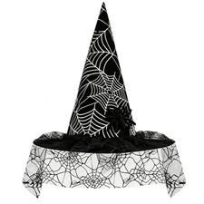 Halloween Lace Witch Hat Spider Web Veil Foldable Costume Cosplay Party Acces...