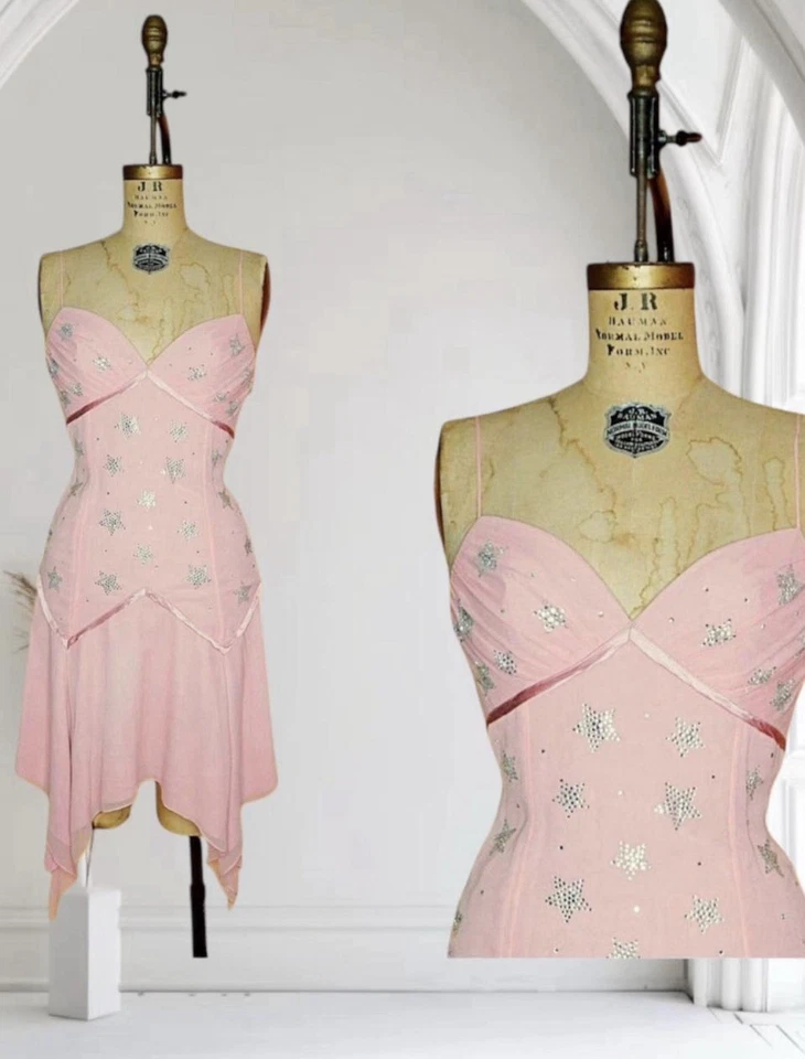 ✨Raro Vestido sin Mangas Betsey Johnson Vintage Estrella Estrella - Icónico Ropa de Sueño Y2K✨ Foto 3 de 4
