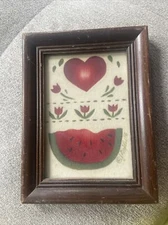 Folk Art Theorem Painting Jackie Peoples Tulips Watermelon Cottage Country 1986