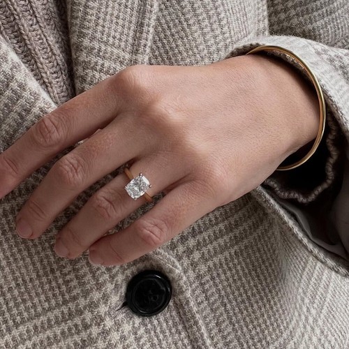 3.00Ct IGI F VS1 Cushion Lab Grown Diamond Engagement Ring In 14K Two-Tone Gold - Picture 10 of 18