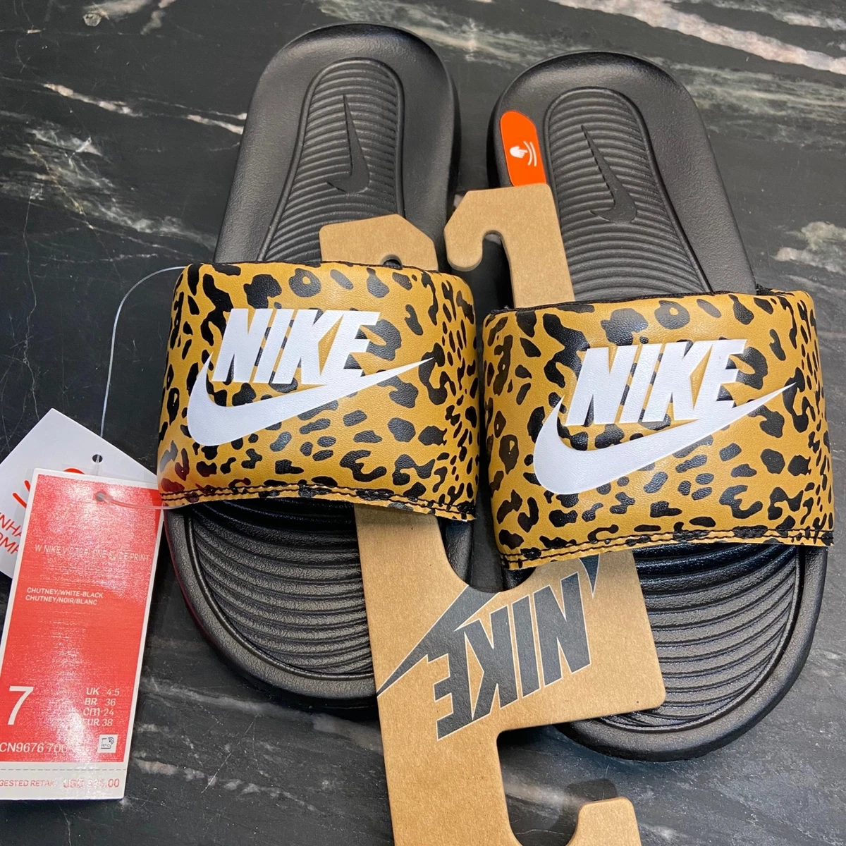 Nike Victori One Sport Slide Sandal Leopard Print Women s 7 NWT eBay