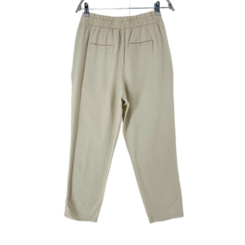 VERO MODA Women Beige Loose Fit Linen Blend Ankle Length Trousers Size M - Picture 2 of 10