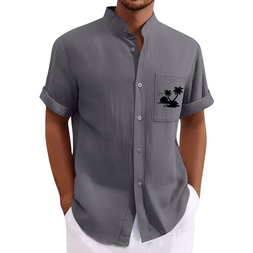 Men's Shirt Casual Shirts Short Sleeves Printed Relaxed-Fit Breathable - Picture 14 of 30