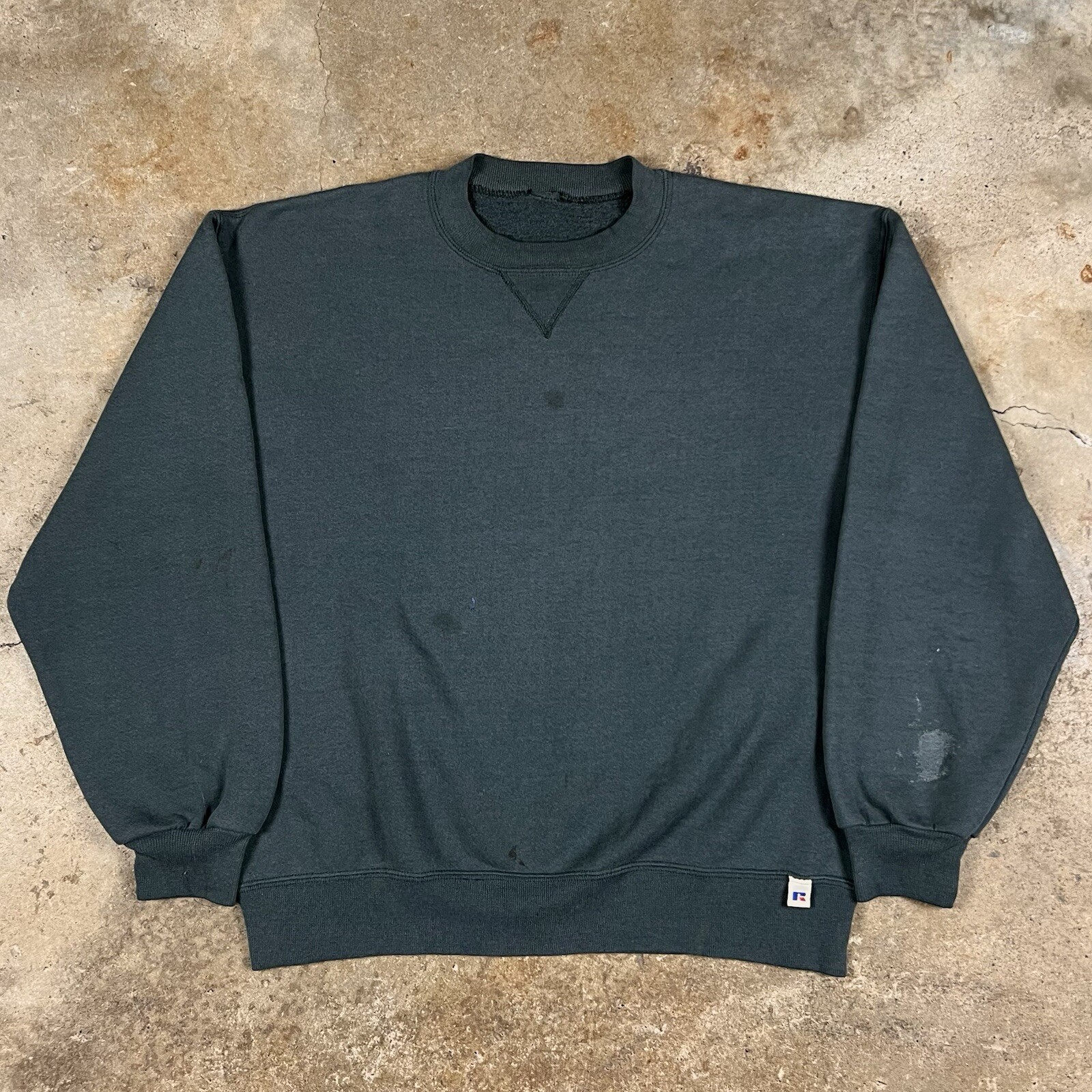 Vintage Russell Athletic Crewneck Sweatshirt Blank Forest Green 90s Size Large