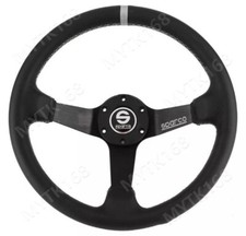 Sparco Leather Deep Dish Steering Wheel 14inch Universal Car Gray Color