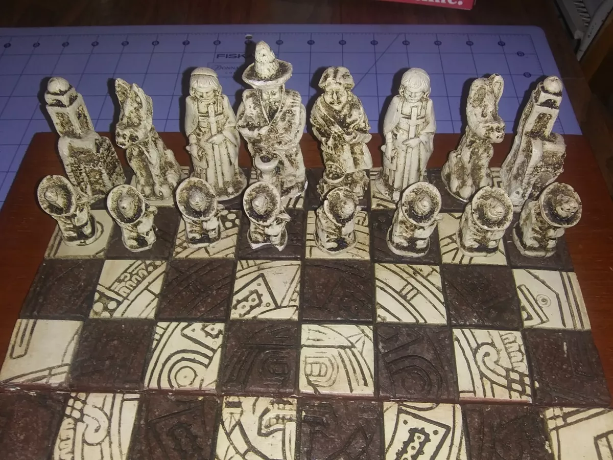 Recycled Auto Part Pre-Hispanic Battle Chess Set